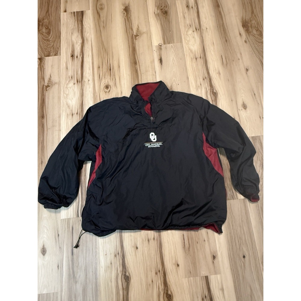 Pro Player OU Sooners Reversible Mens XL 1/4 Zip Windbreaker (Broken Zipper)